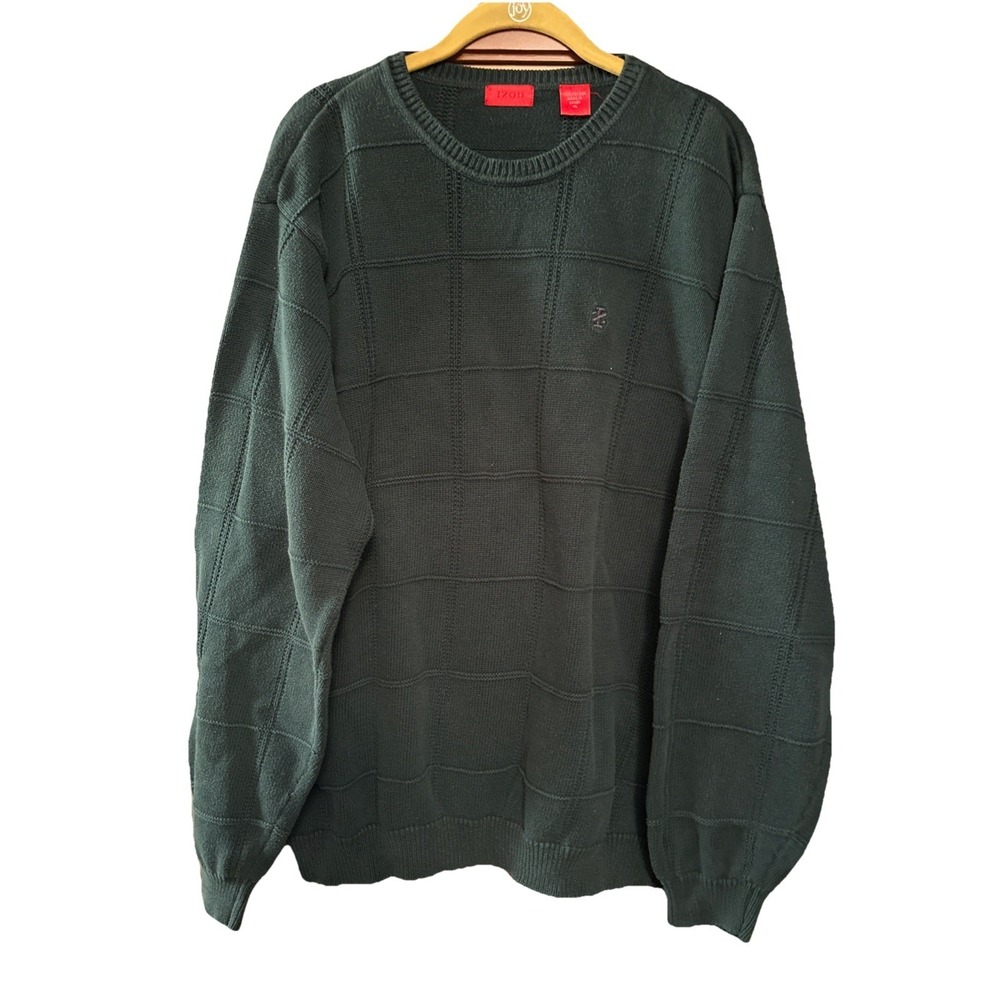Vintage IZOD Sweater Heavy Knit Casual Green Size XL